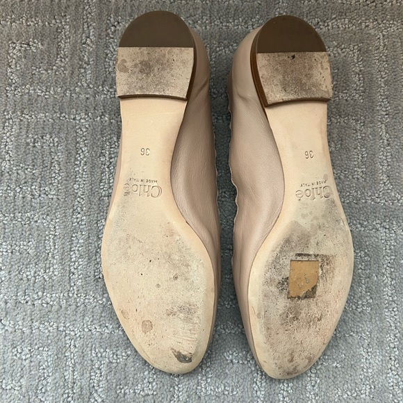 Chloé Lauren Scalloped Ballet Flats - Pink Tea Leather Size 36 - Picture 3 of 5